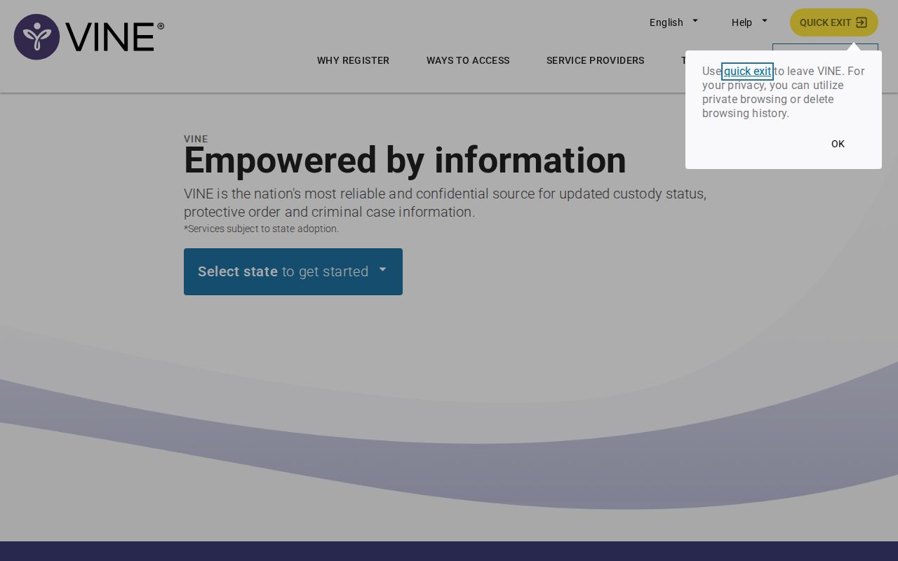 Nicollet County VINELink inmate search and release alert interface